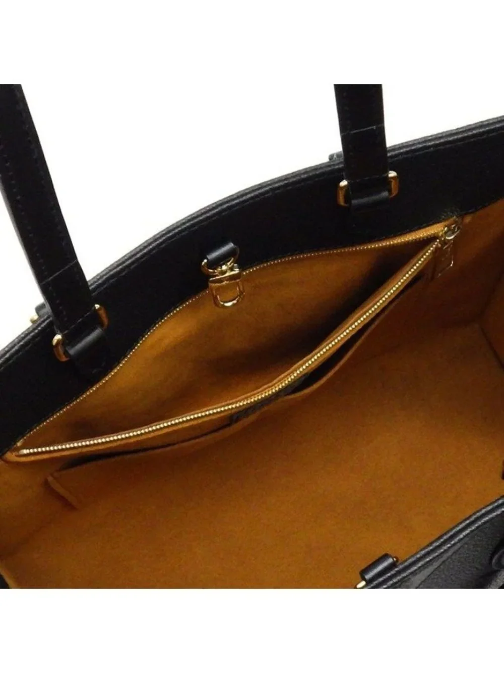 Louis Vuitton Tote on the Go MM Black Monogram Empreinte Leather Gold